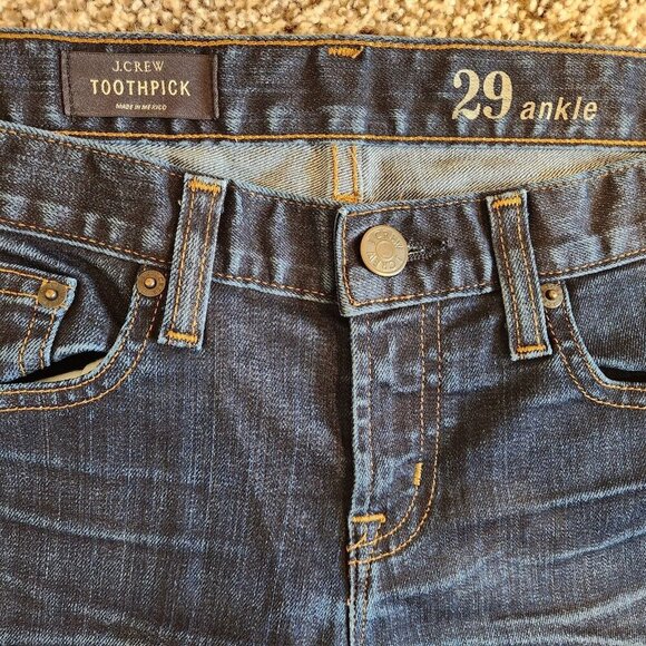 J.Crew Women’s Toothpick Skinny Jeans Size 32X28 Dark Wash Denim Low Rise Sexy - Picture 3 of 7